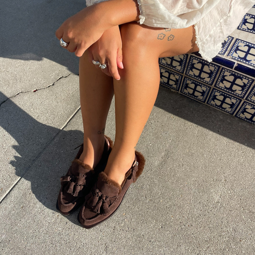 Hamlit Plush Dk Brown Suede Loafers