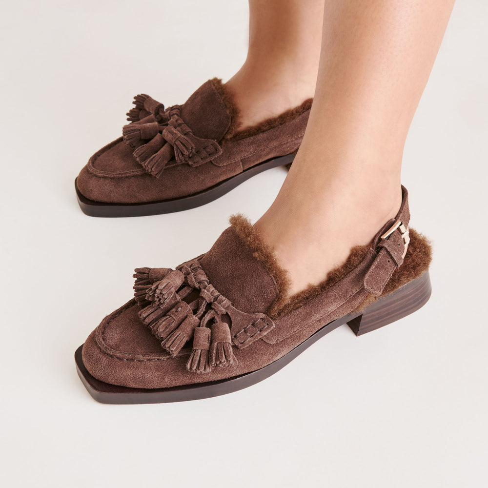 Hamlit Plush Dk Brown Suede Loafers