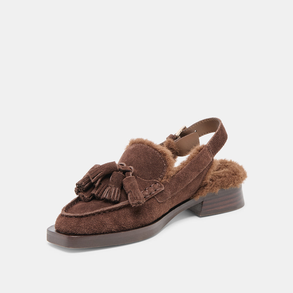 Hamlit Plush Dk Brown Suede Loafers