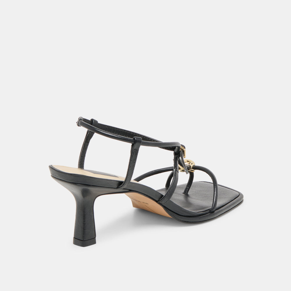 Mylee Black Leather Heels