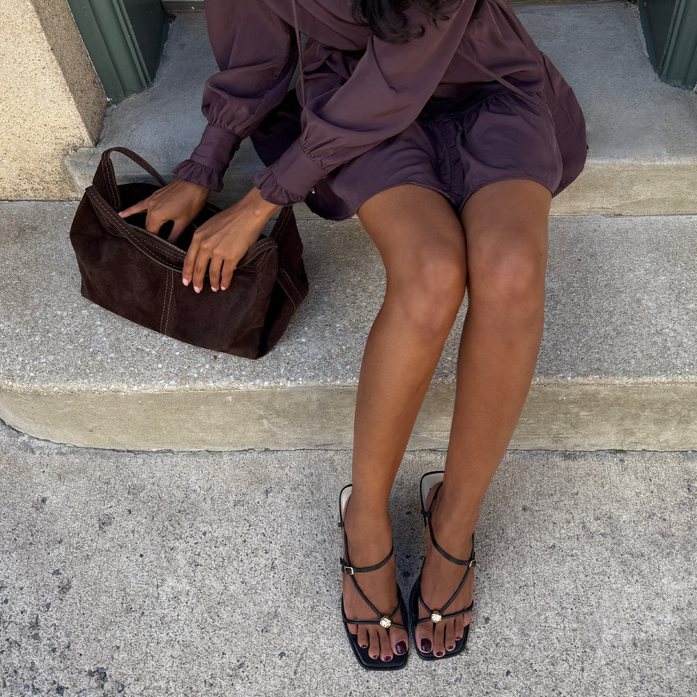 Mylee Black Leather Heels