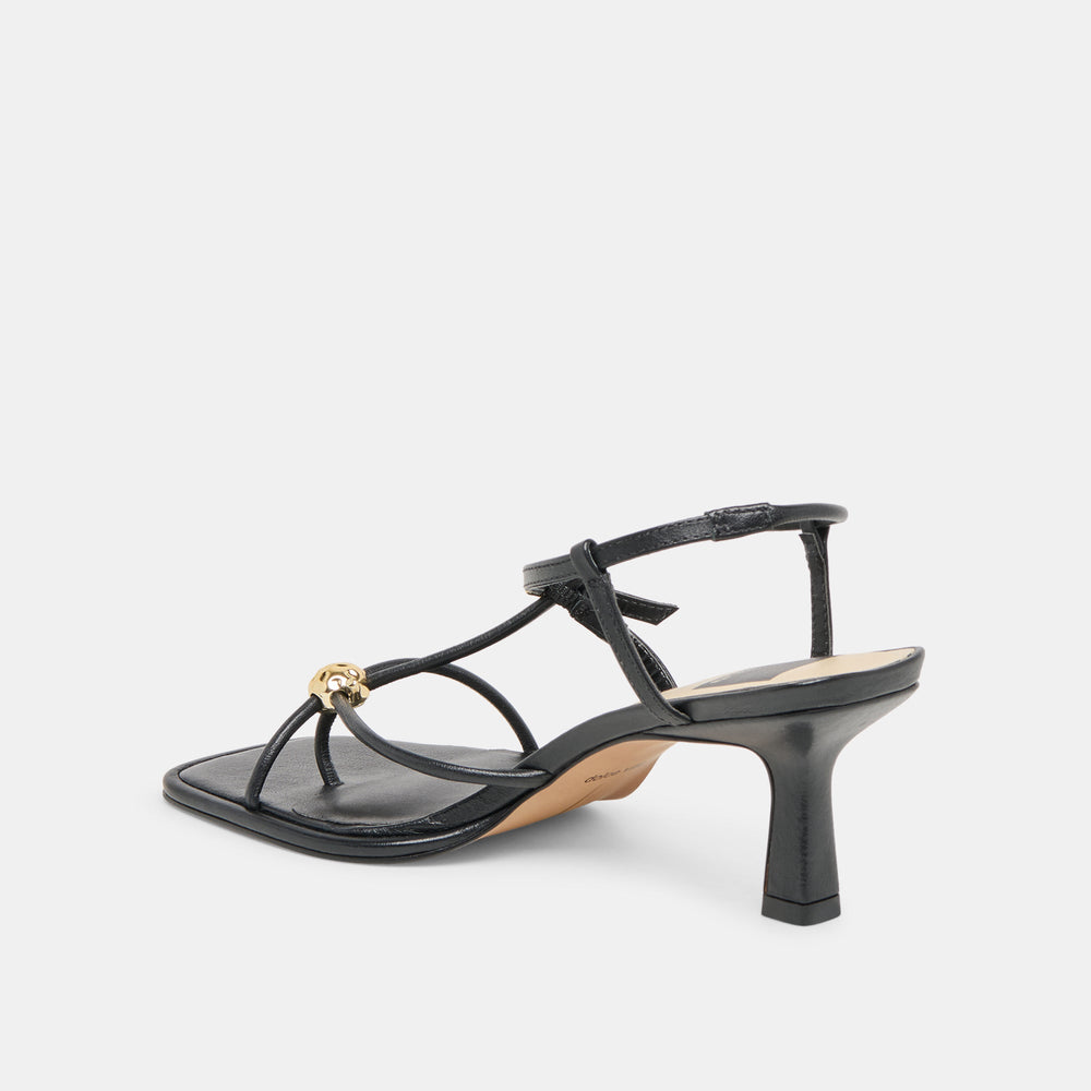 Mylee Black Leather Heels