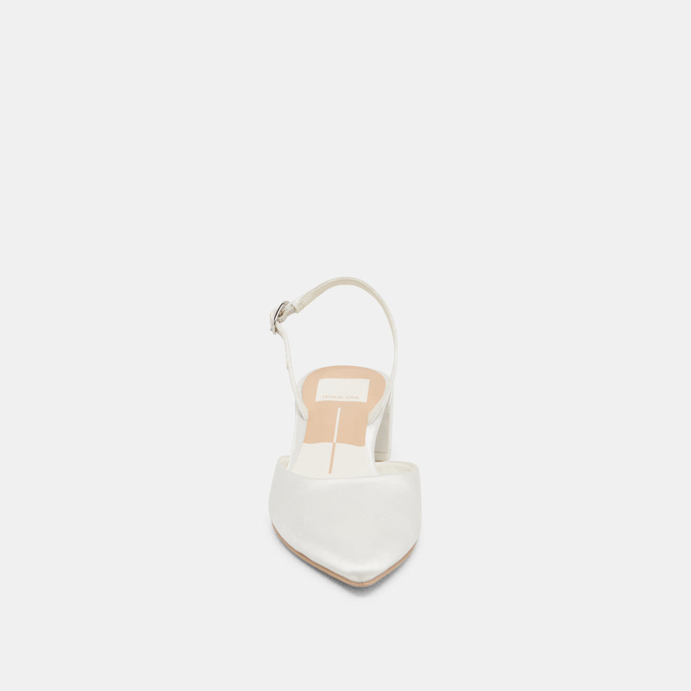 Carel Off White Satin Heels