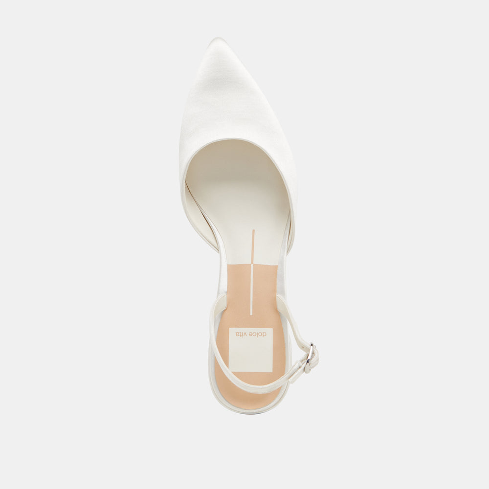 Carel Off White Satin Heels