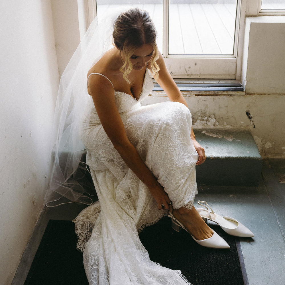 Carel Off White Satin Heels