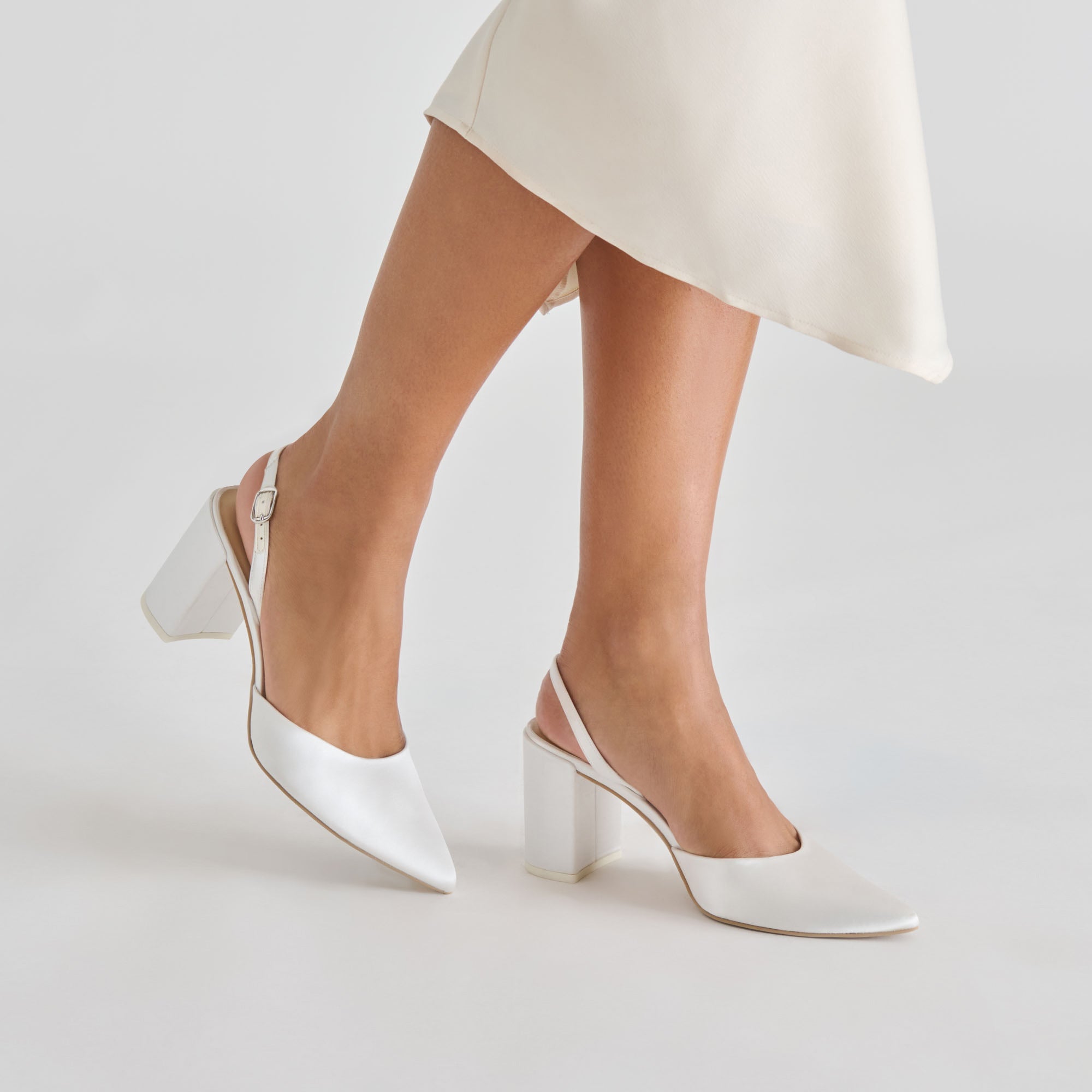 Carel True White Satin High Heels