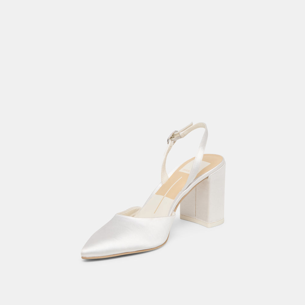 Carel True White Satin High Heels