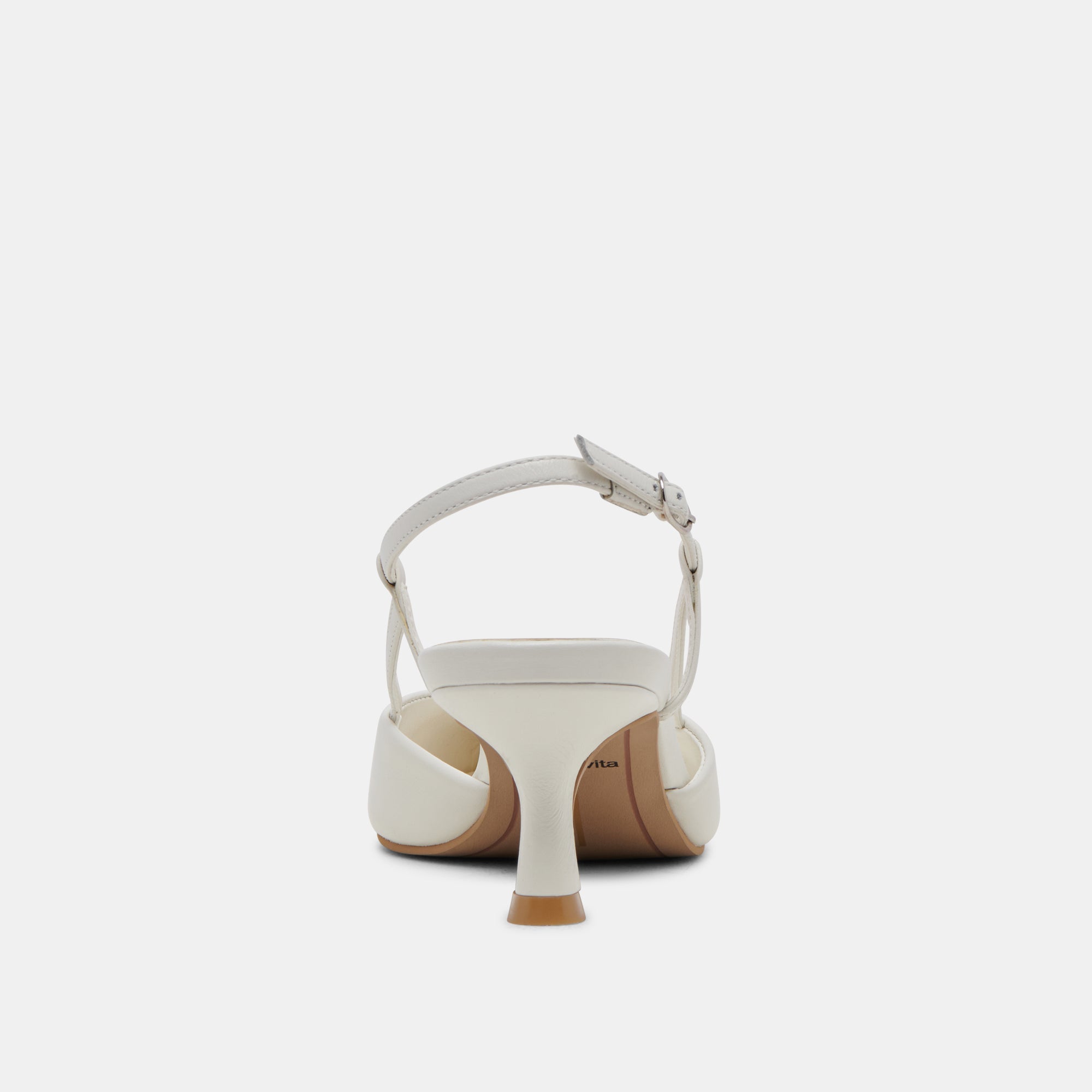 Odela White Leather Heels