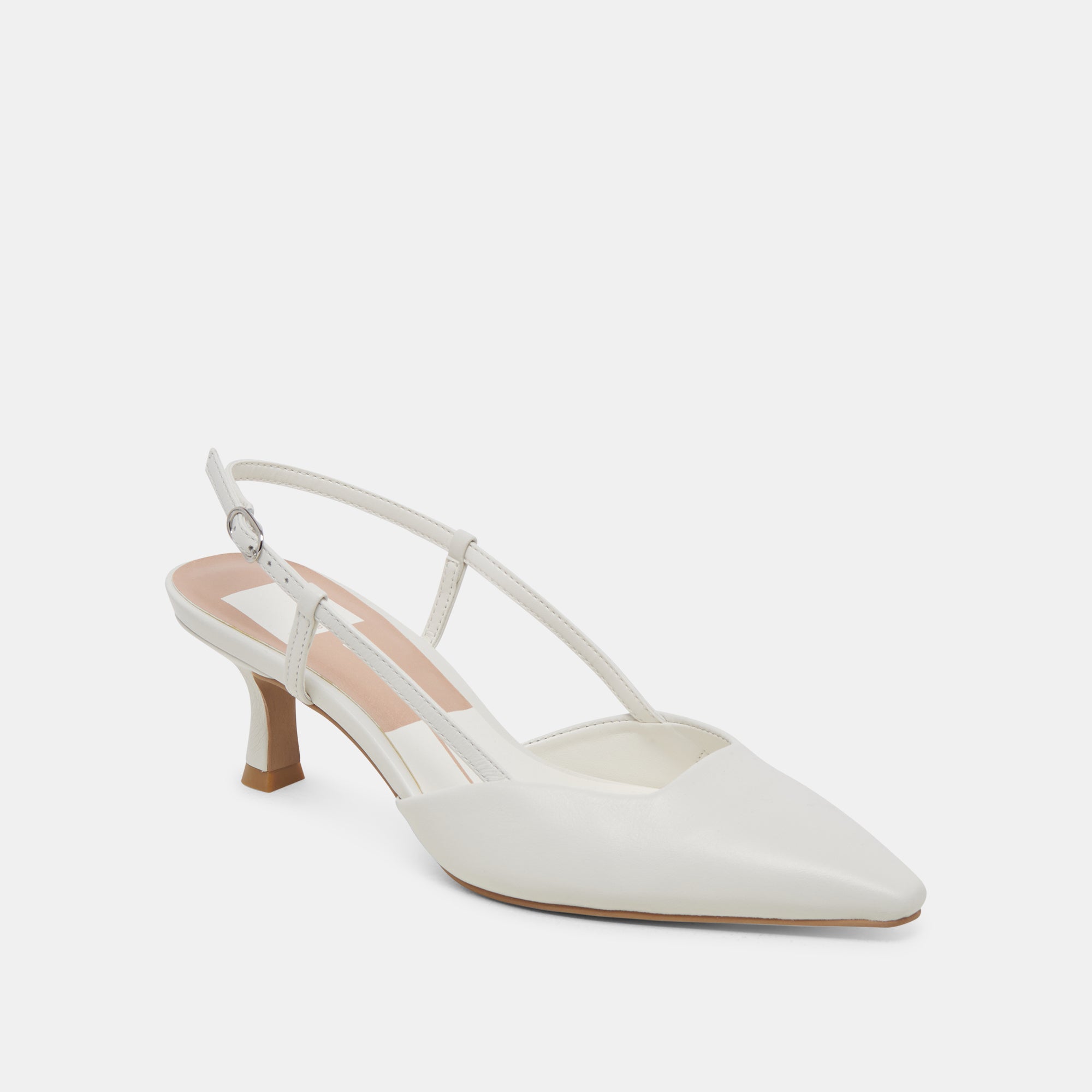Odela White Leather Heels