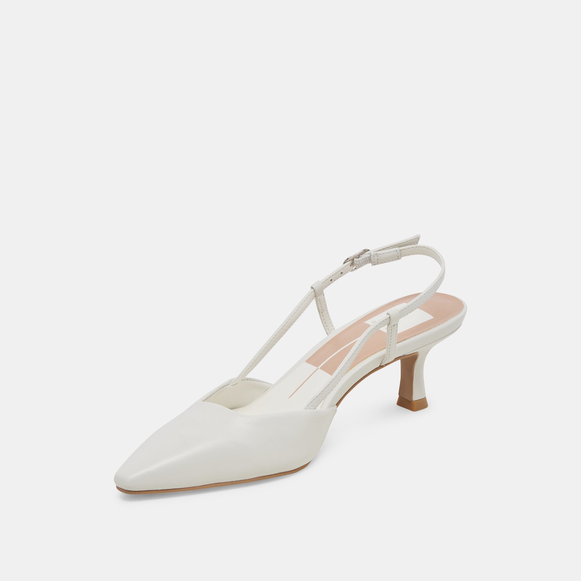 Odela White Leather Heels