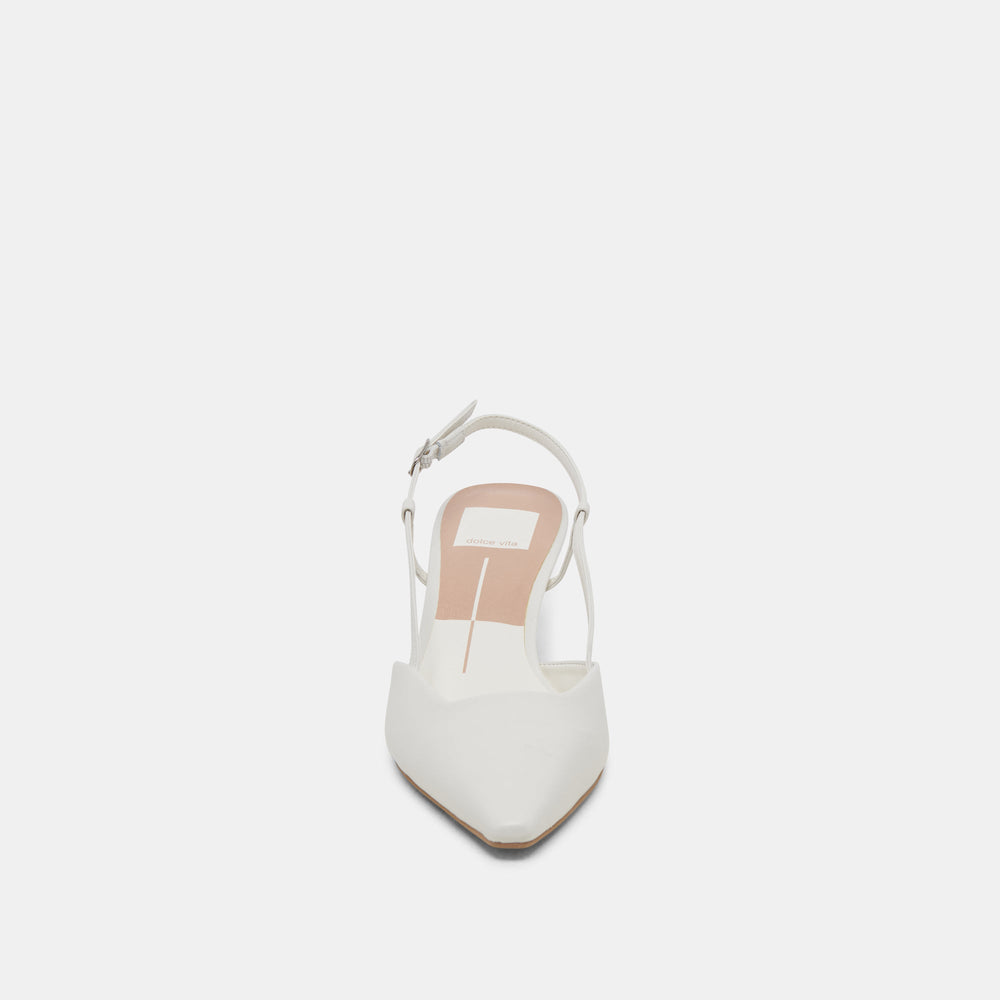 Odela White Leather Heels
