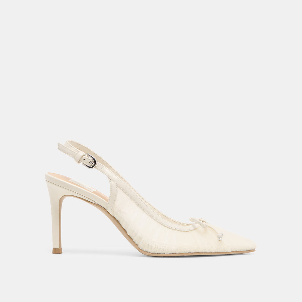 Yela White Tulle Heels