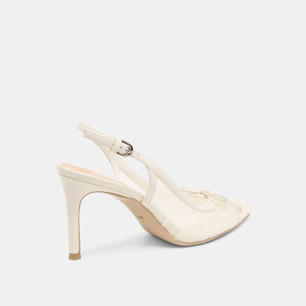 Yela White Tulle Heels