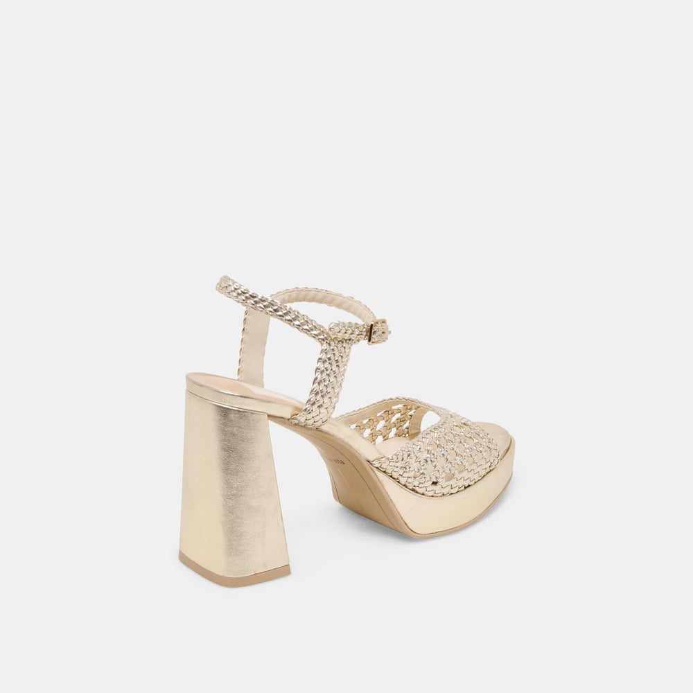 PEYTEN HEELS LIGHT GOLD WOVEN STELLA