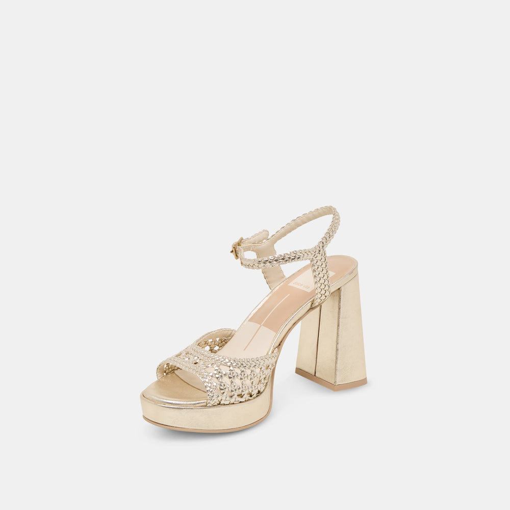 PEYTEN HEELS LIGHT GOLD WOVEN STELLA