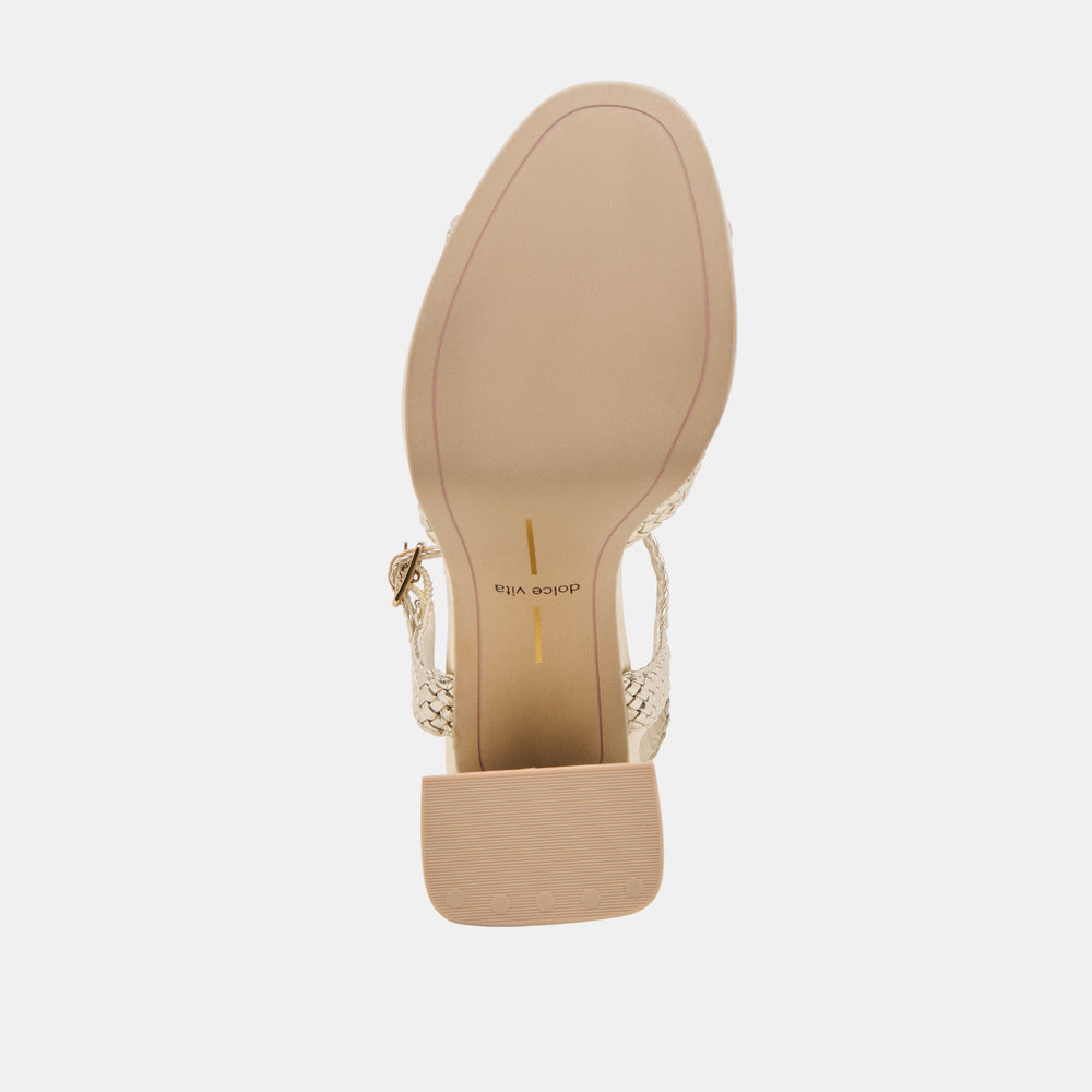 PEYTEN HEELS LIGHT GOLD WOVEN STELLA
