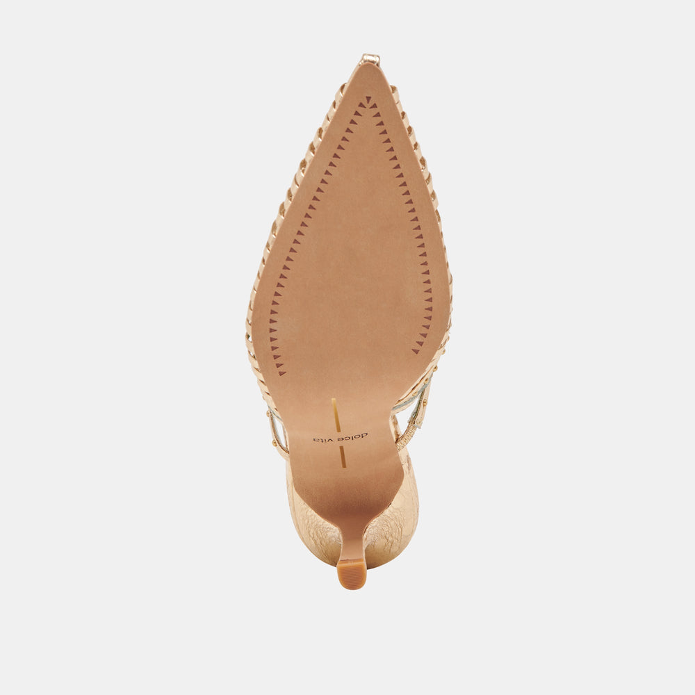 HENSAL HEELS GOLD DISTRESSED LEATHER