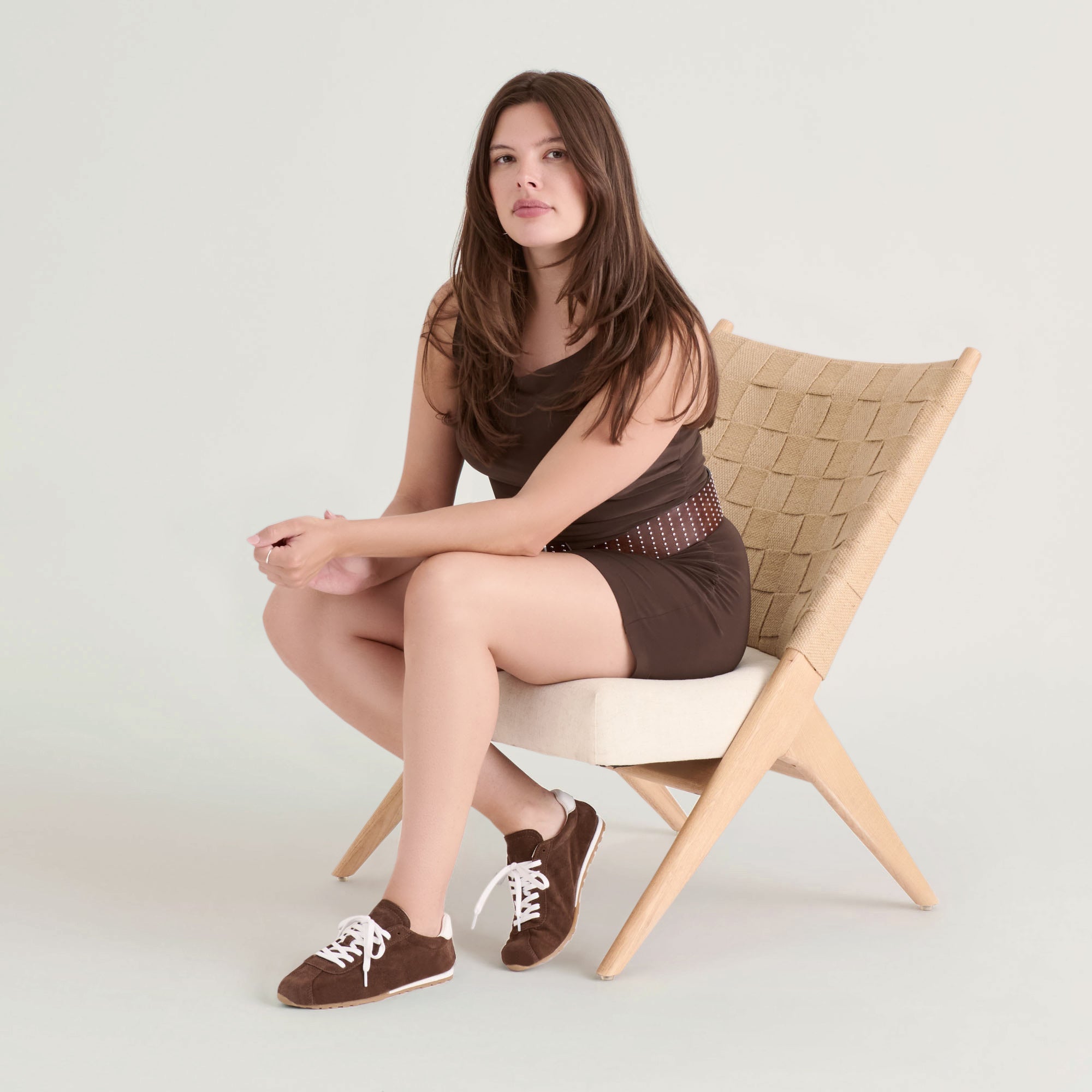 Serina Dk Brown Suede Sneakers