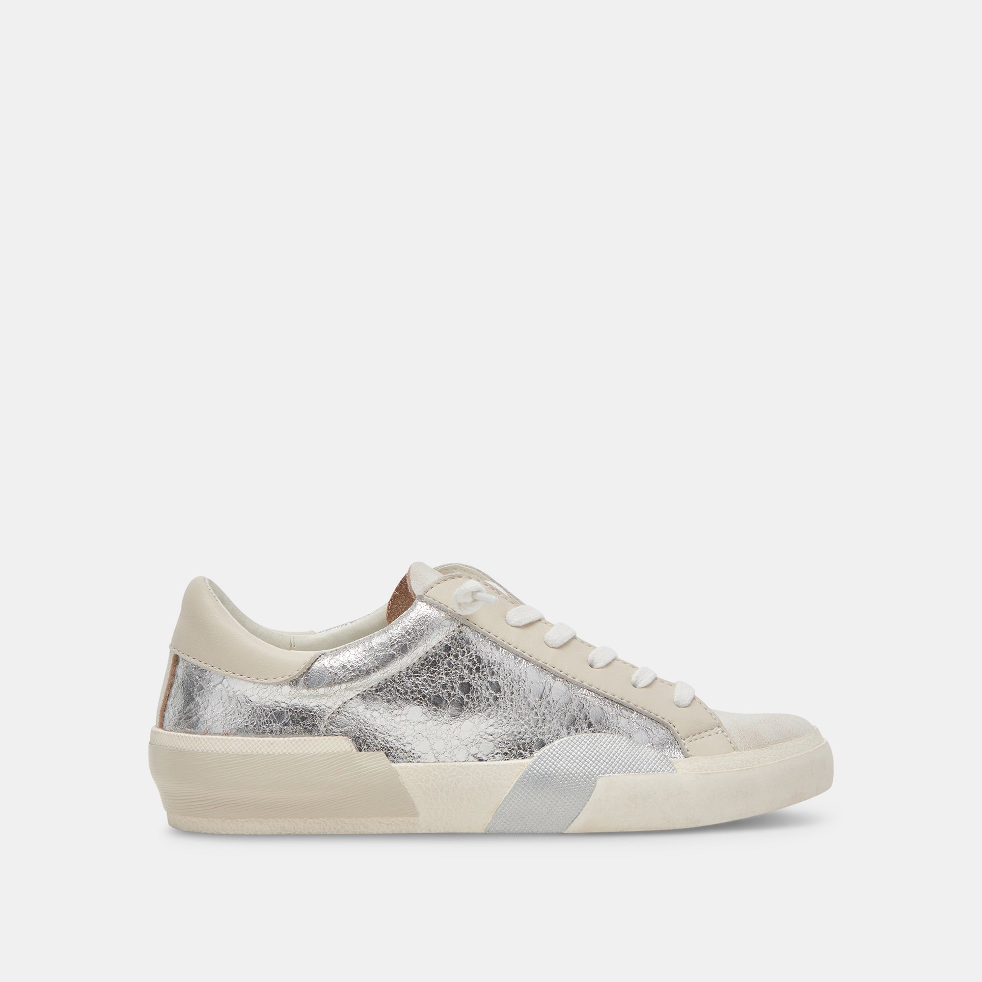 Zina Sneakers Chrome Distressed Leather Chrome Leather Sneakers