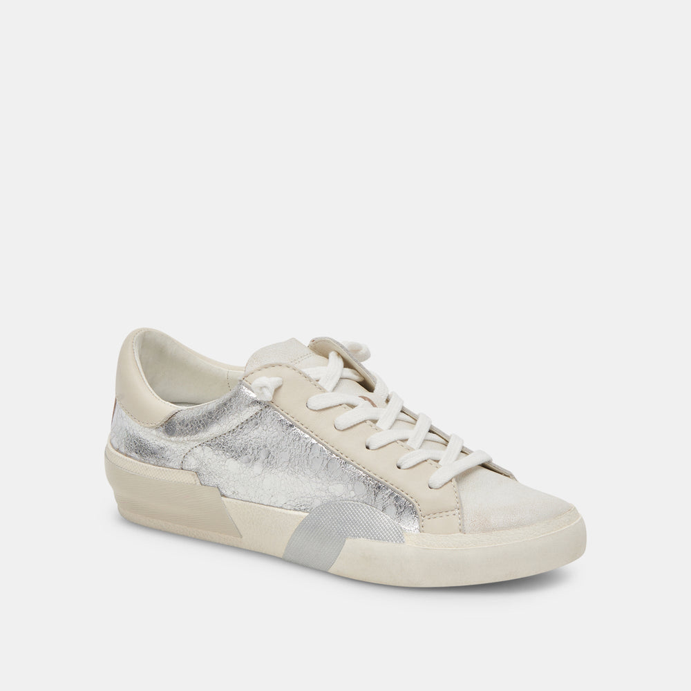 Zina Sneakers Chrome Distressed Leather Chrome Leather Sneakers