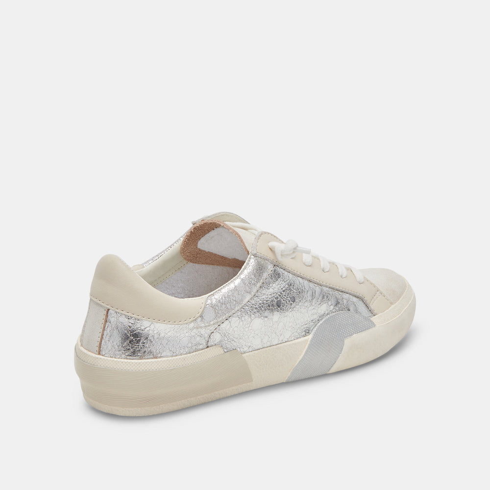Zina Sneakers Chrome Distressed Leather Chrome Leather Sneakers