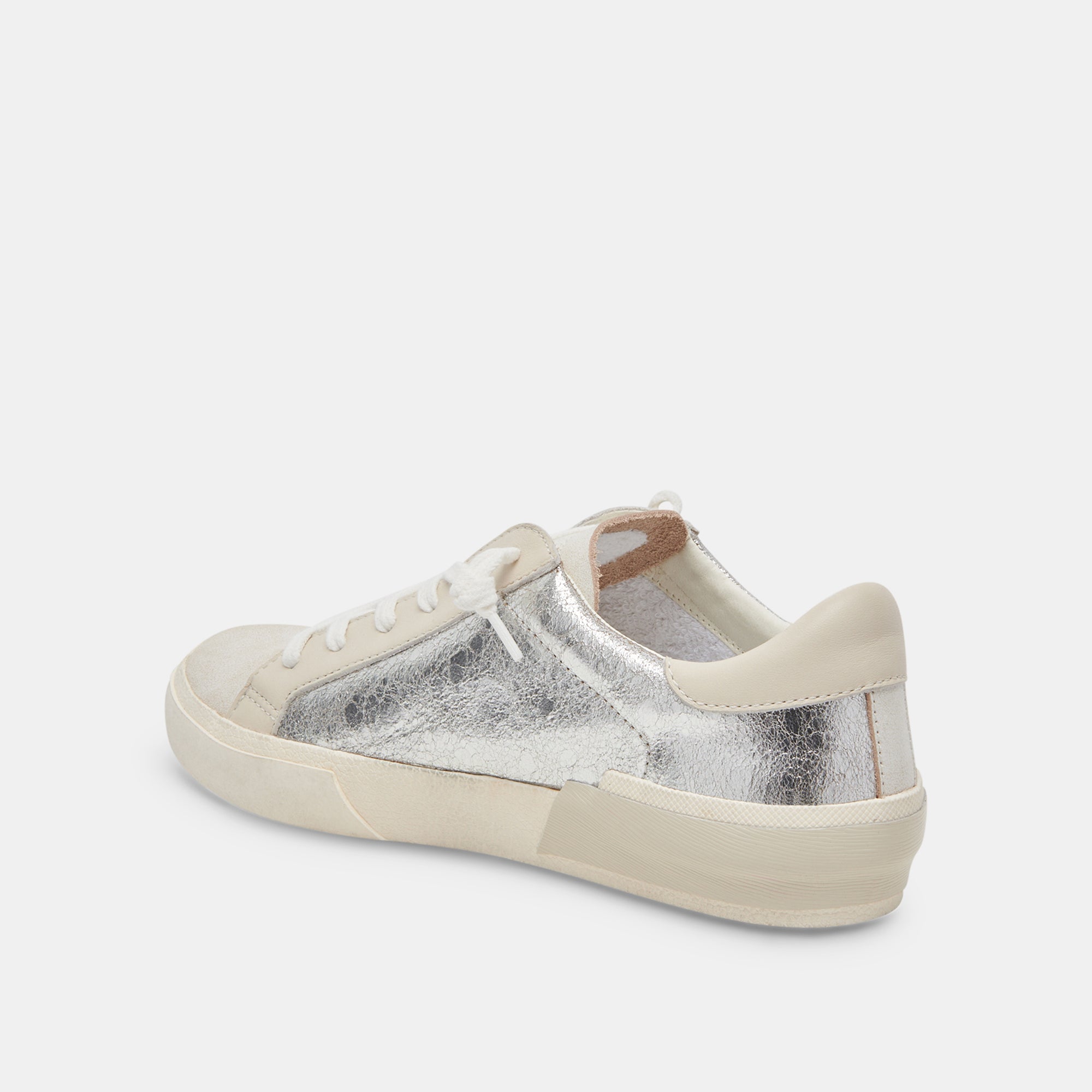 Zina Sneakers Chrome Distressed Leather Chrome Leather Sneakers