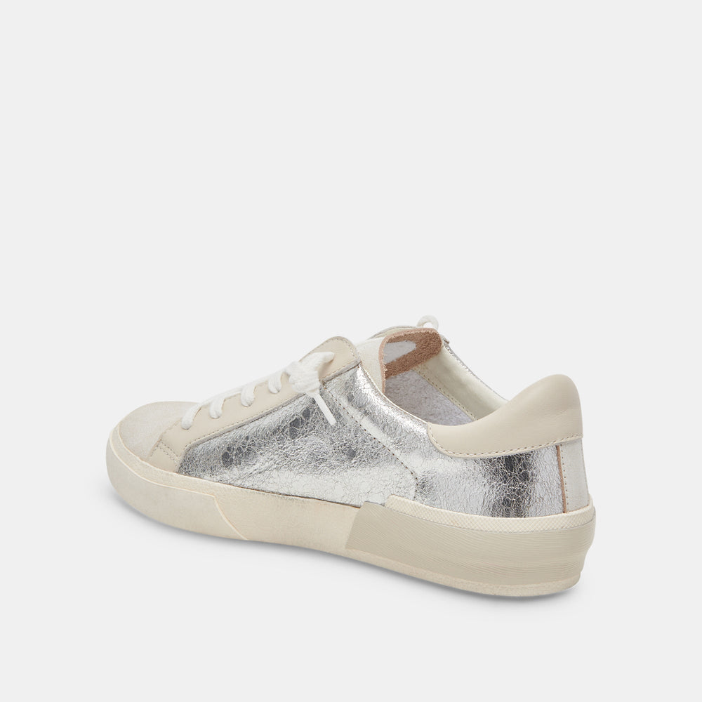 Zina Sneakers Chrome Distressed Leather Chrome Leather Sneakers
