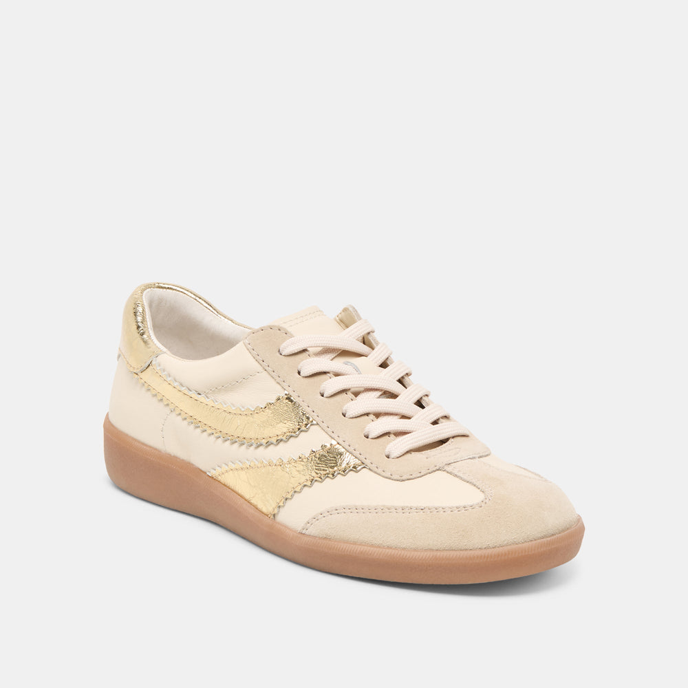 Merit White Gold Leather Sneakers
