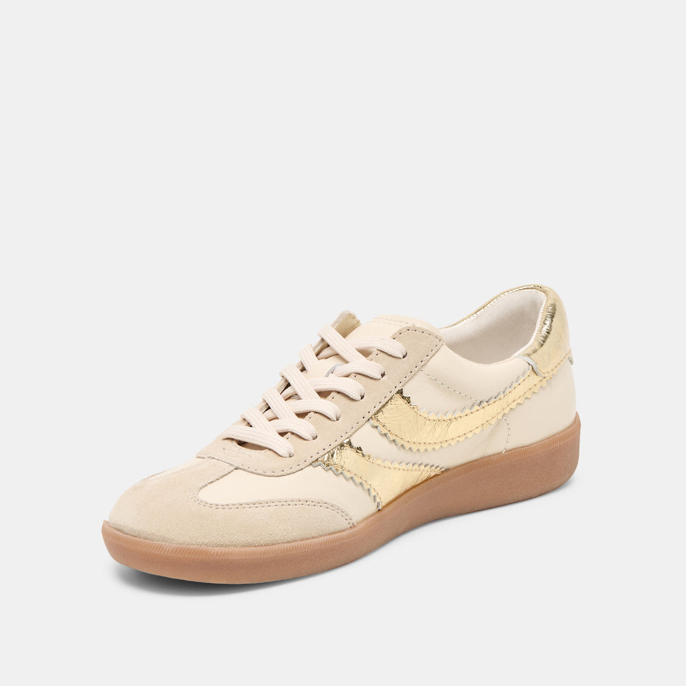 Merit White Gold Leather Sneakers