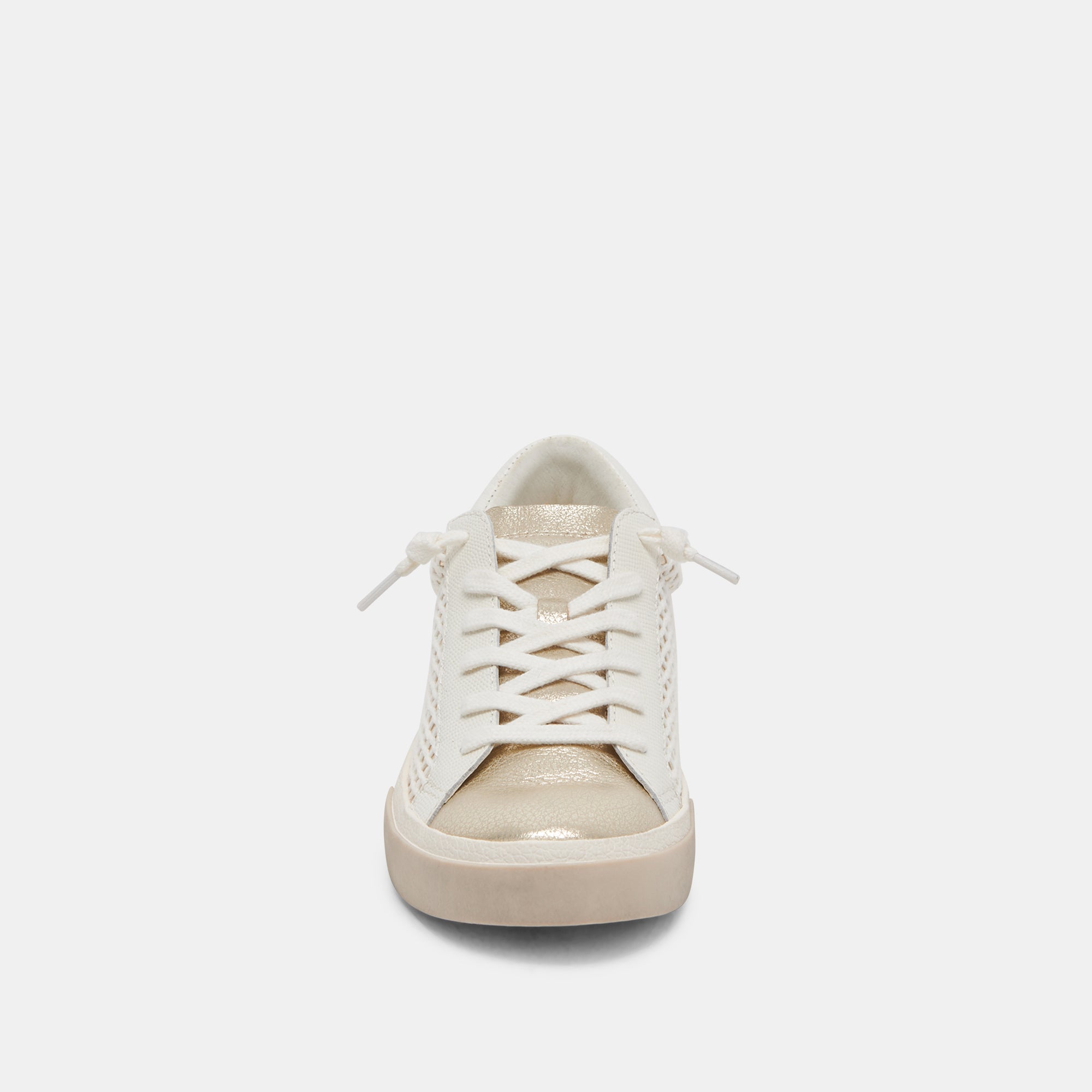 Zina Bone Gold Woven Wide Sneakers