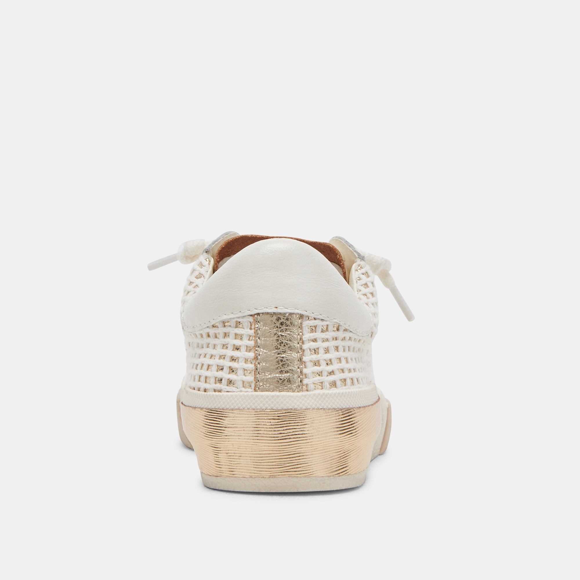 Zina Bone Gold Woven Wide Sneakers