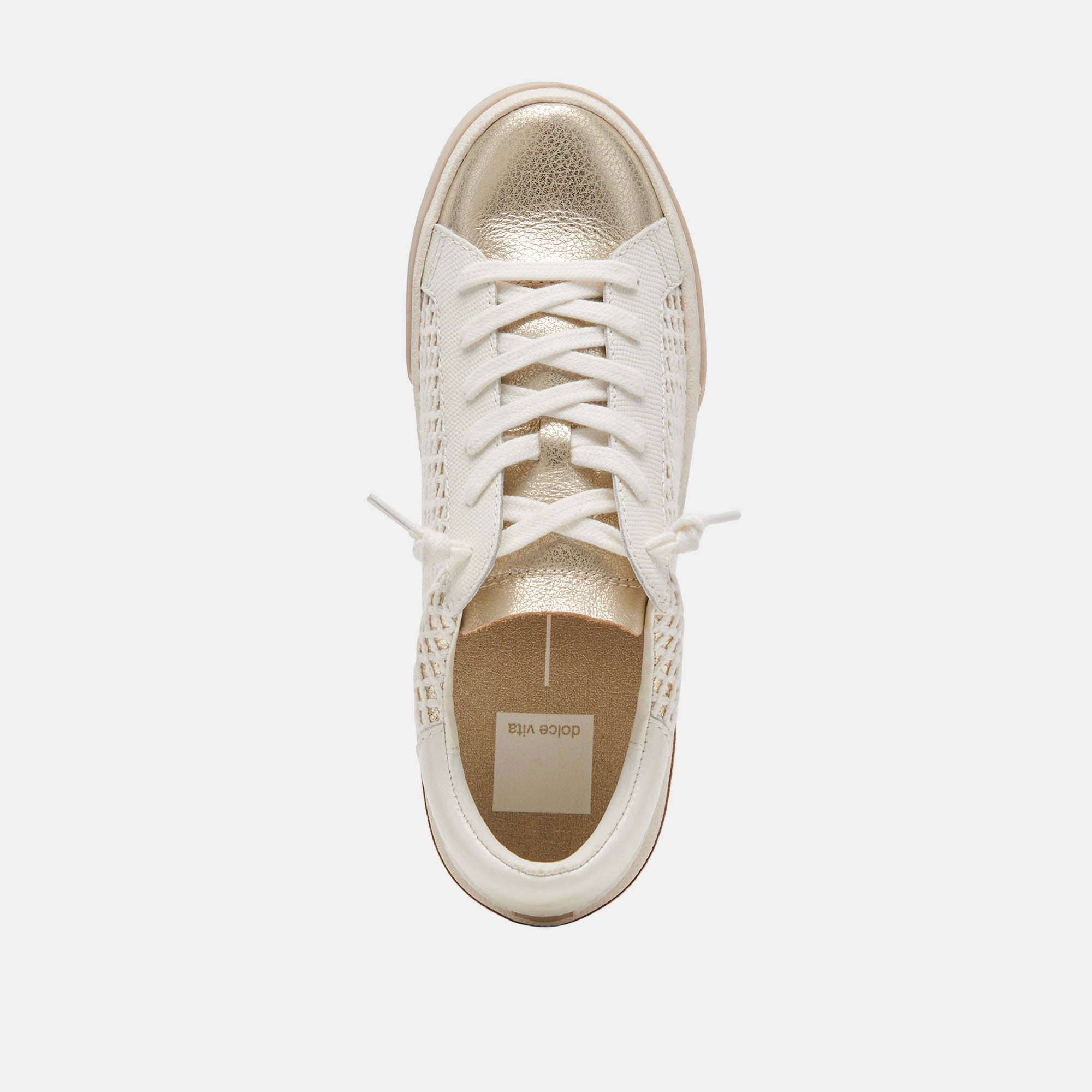 Zina Bone Gold Woven Wide Sneakers