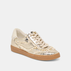 Notice Lace Platinum Distressed Leather Sneakers