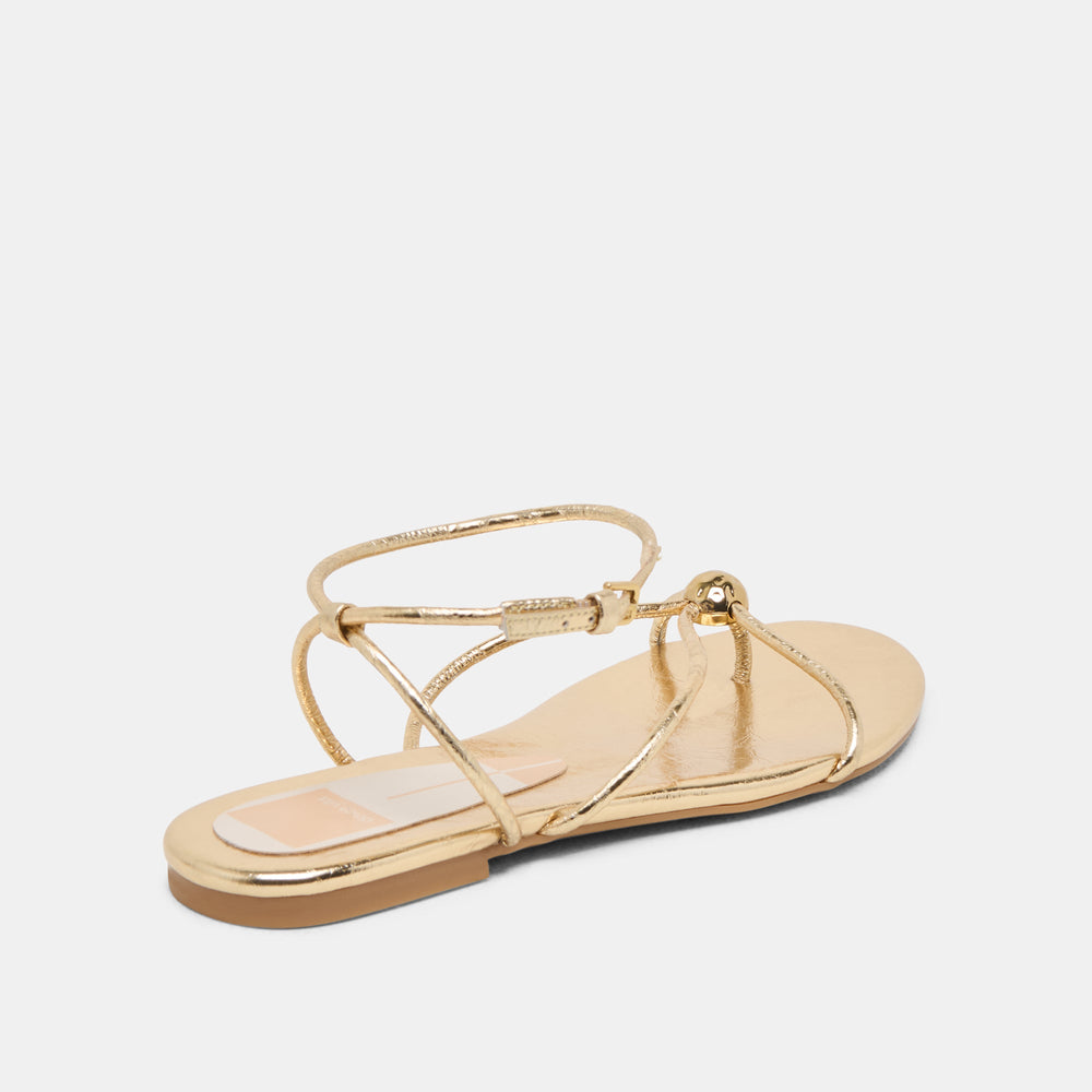 Kenley Gold Leather Sandals