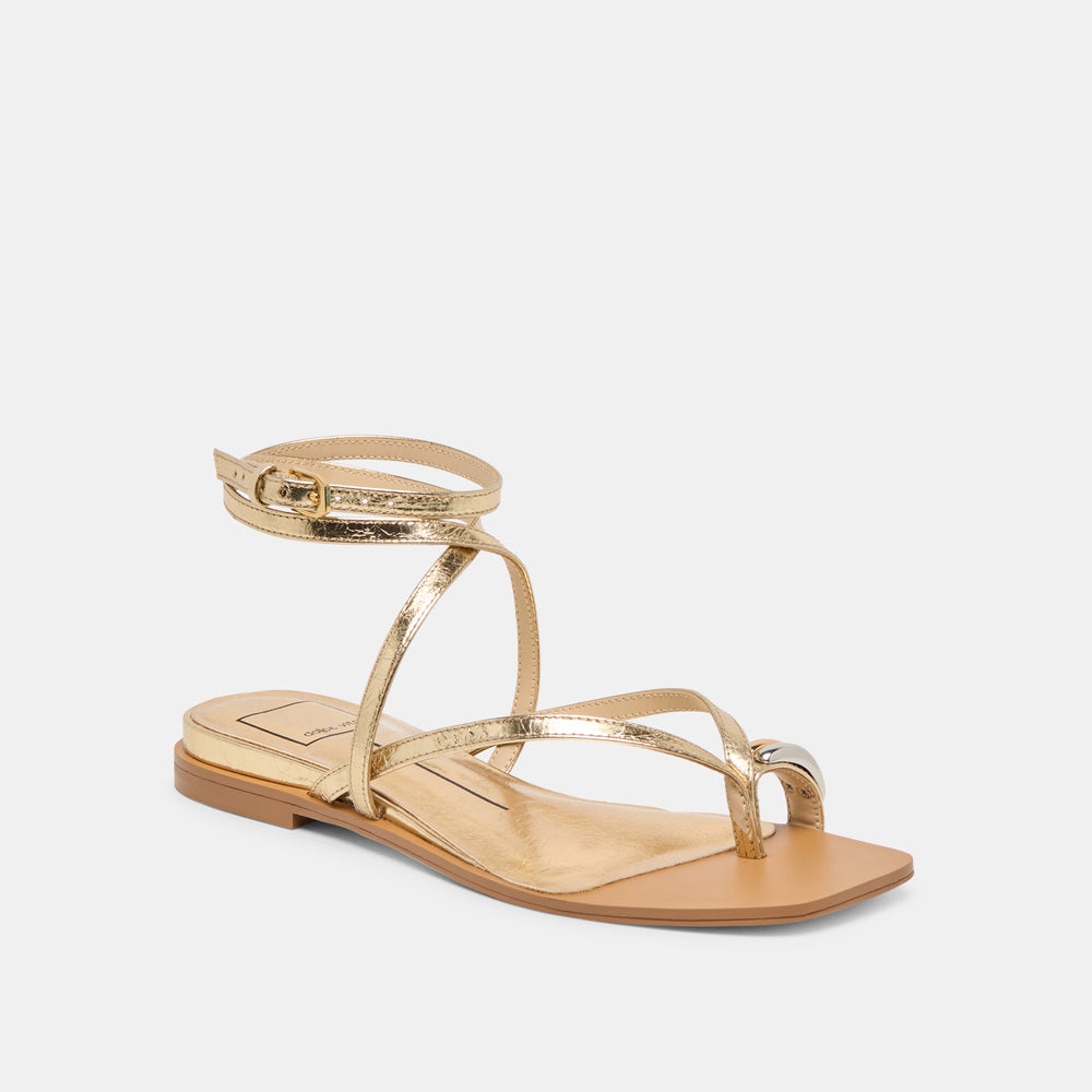 Tyrice Gold Leather Sandals