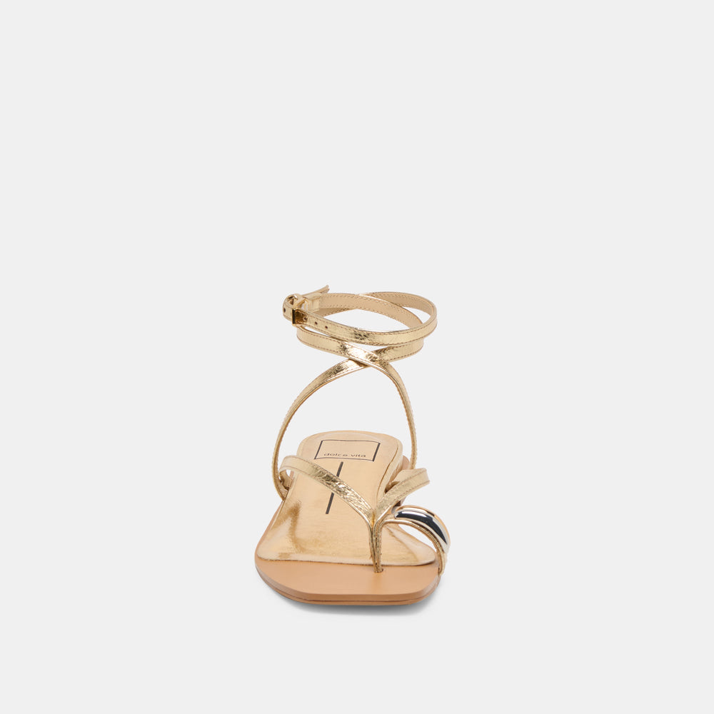 Tyrice Gold Leather Sandals
