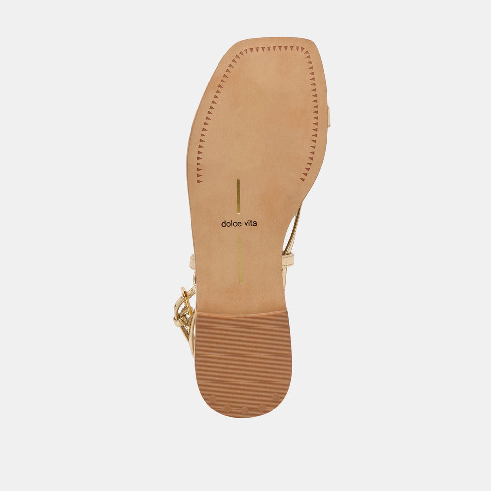 Tyrice Gold Leather Sandals