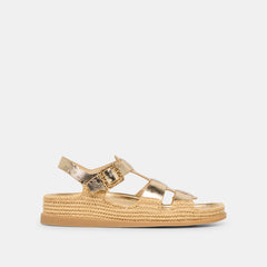 Shenna Gold Distressed Leather Sandals