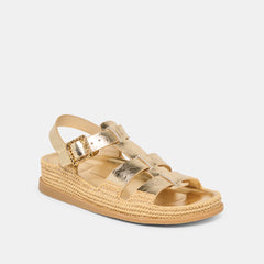 Shenna Gold Distressed Leather Sandals