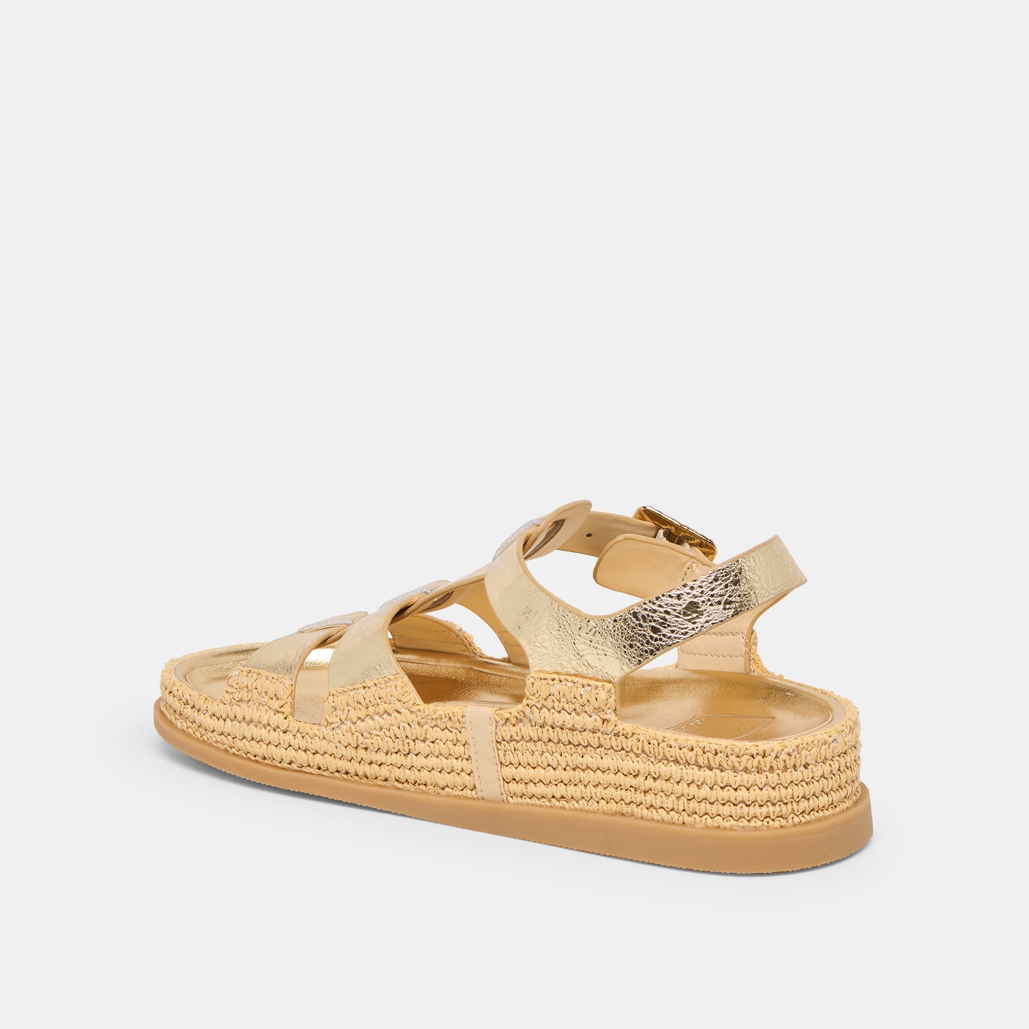 Shenna Gold Distressed Leather Sandals