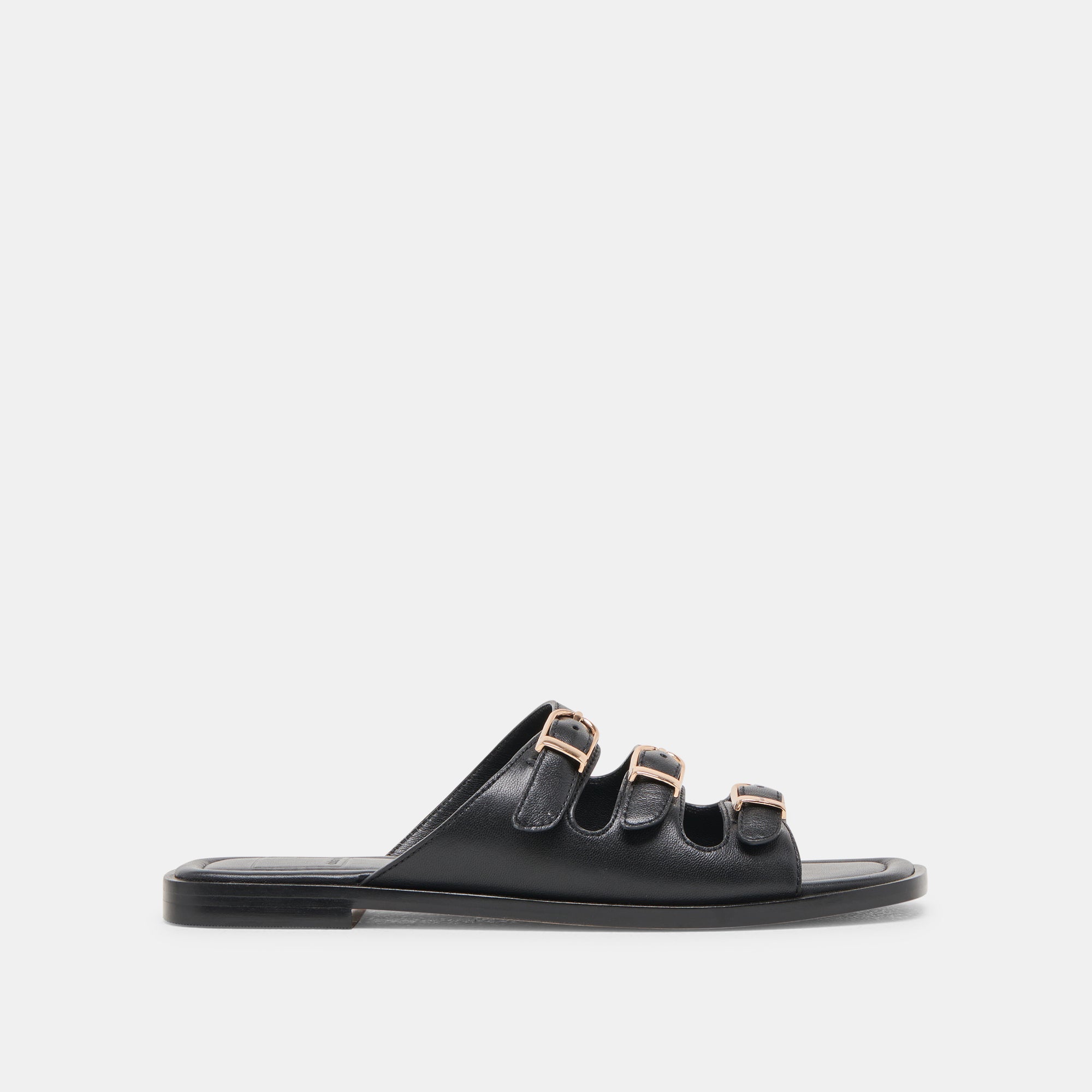 Fin Black Leather Sandals