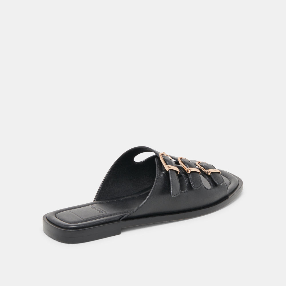 Fin Black Leather Sandals