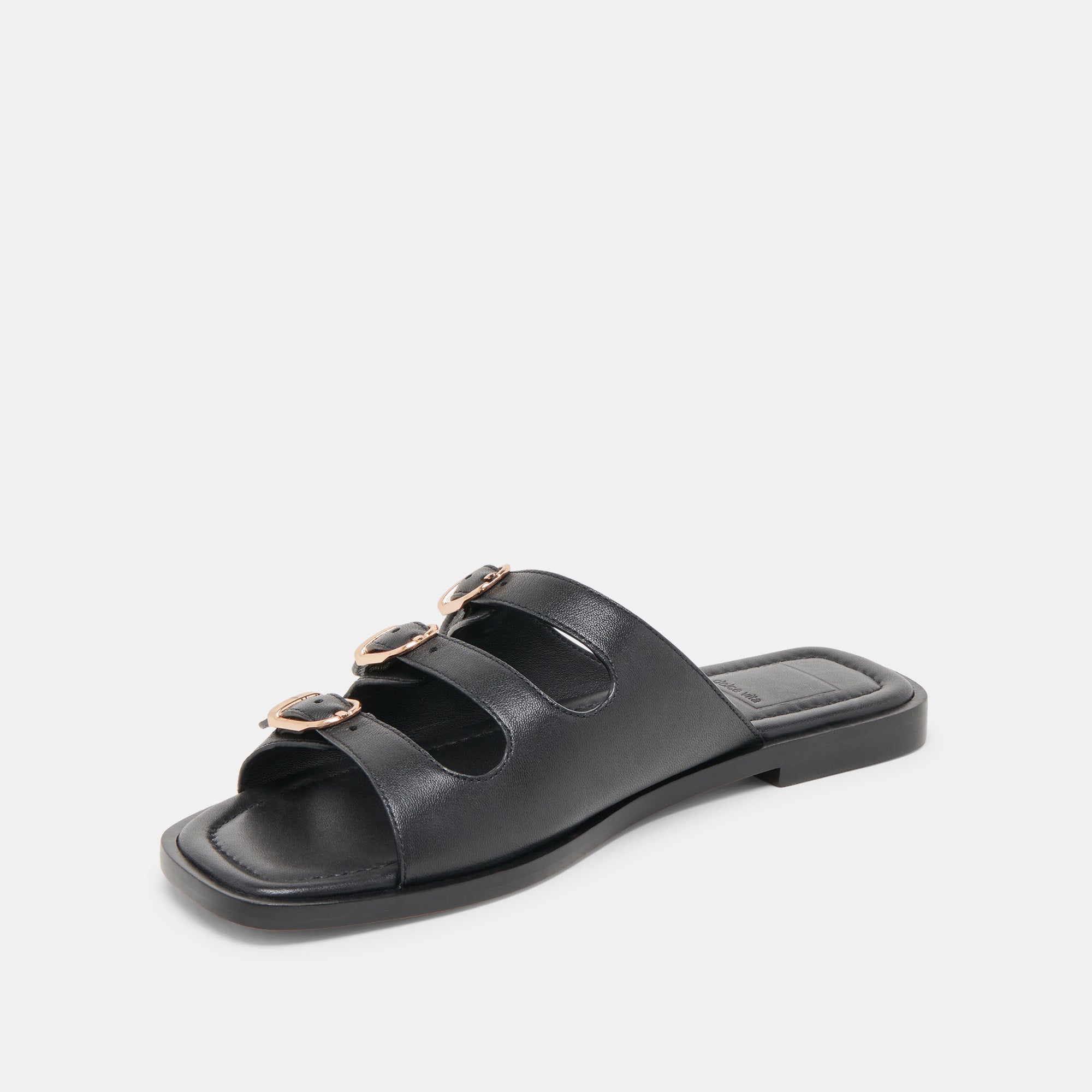 Fin Black Leather Sandals