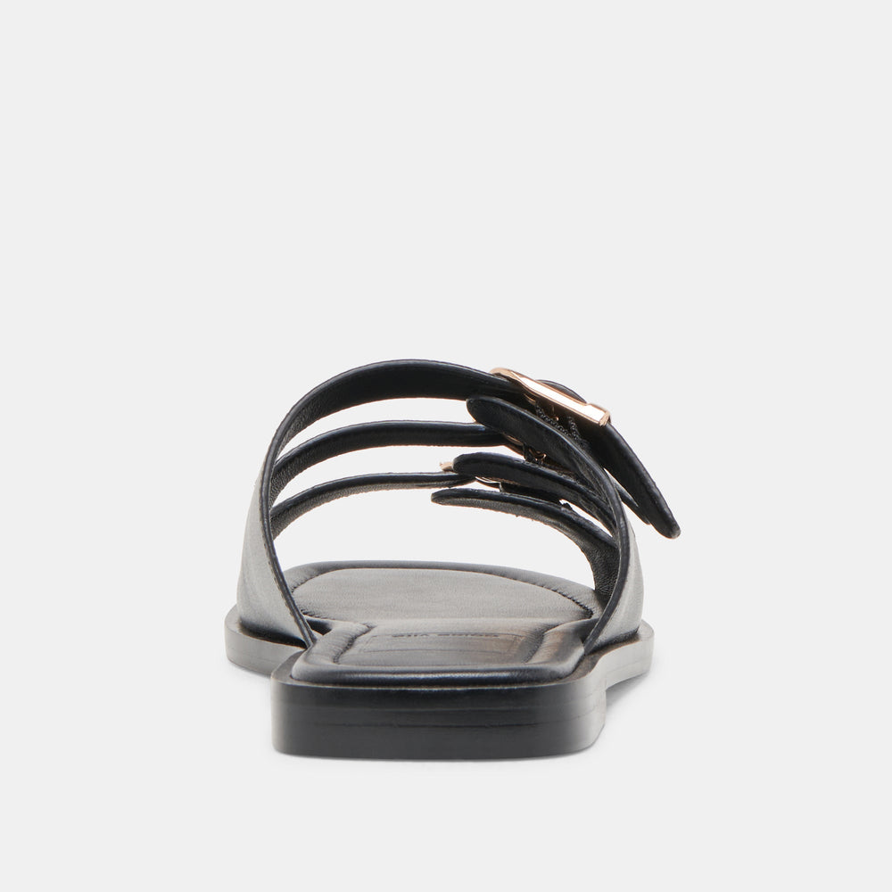 Fin Black Leather Sandals