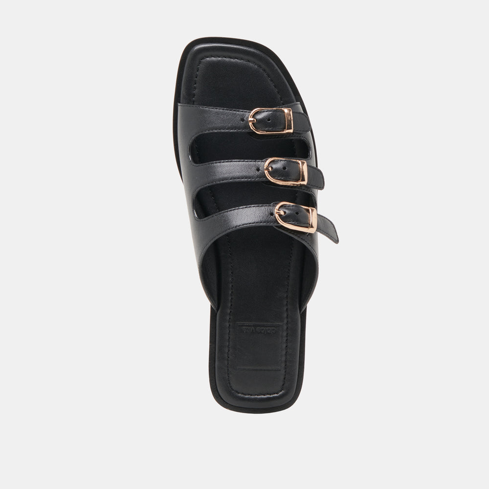 Fin Black Leather Sandals