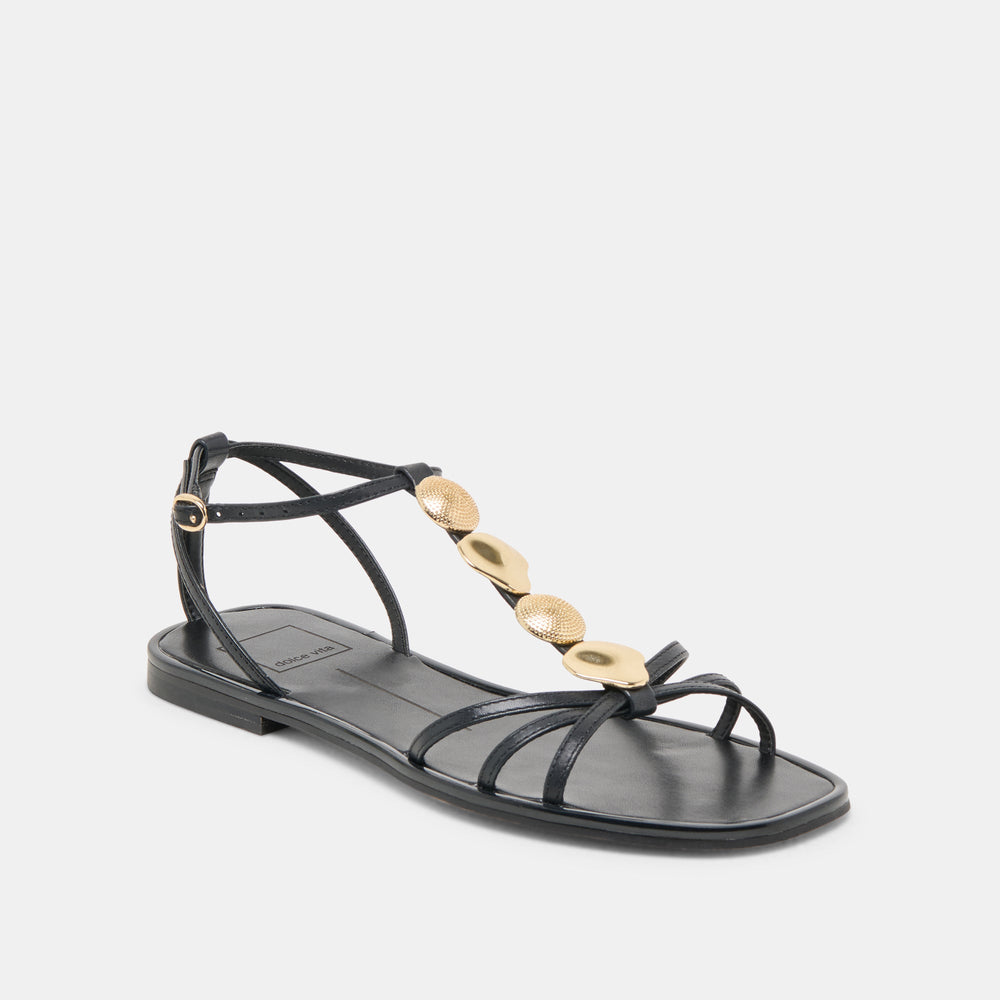 Faun Black Leather Sandals