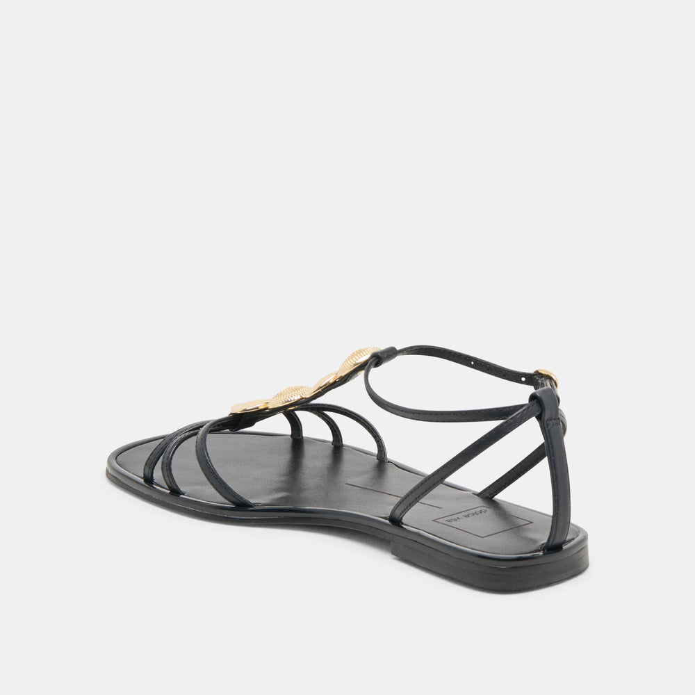 Faun Black Leather Sandals