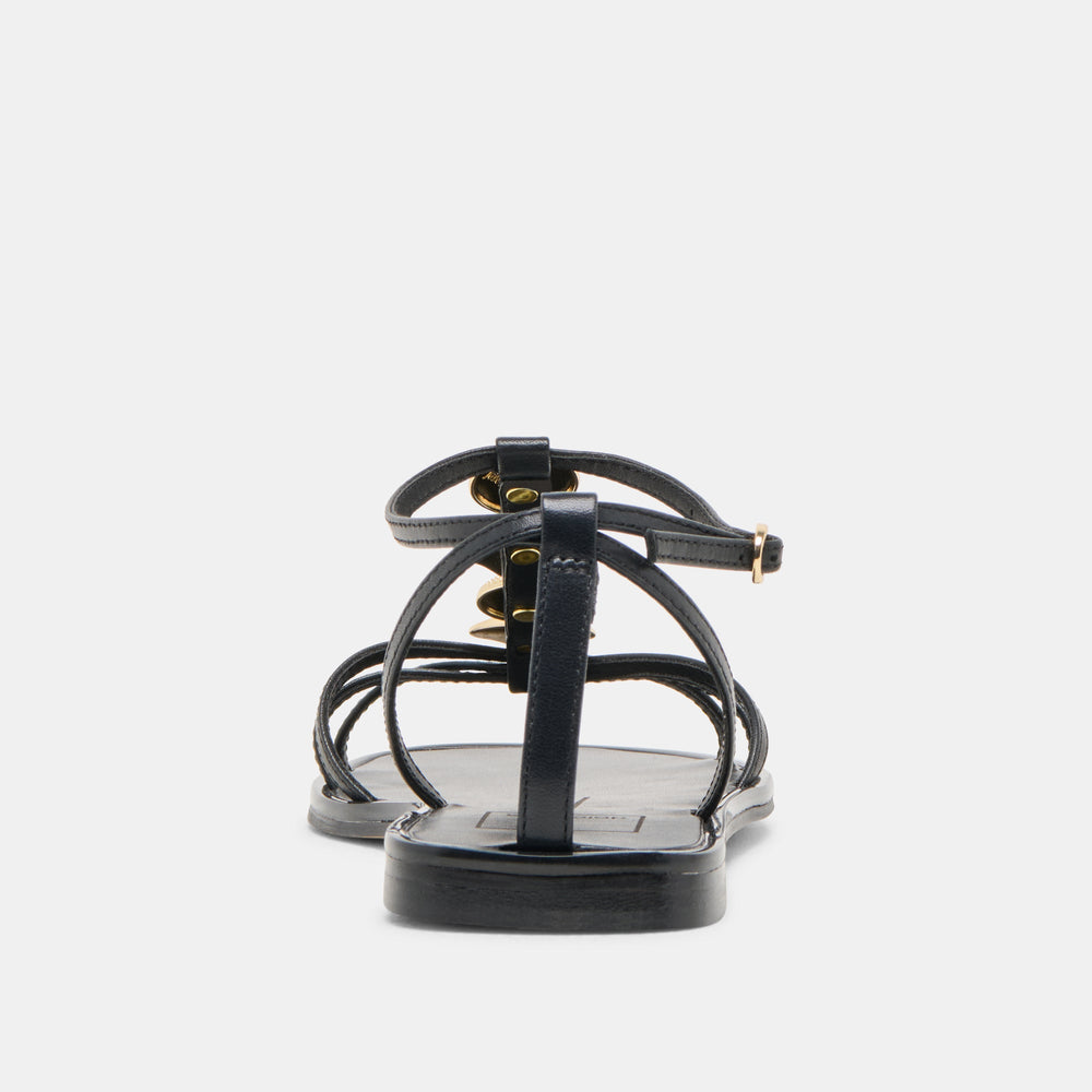 Faun Black Leather Sandals