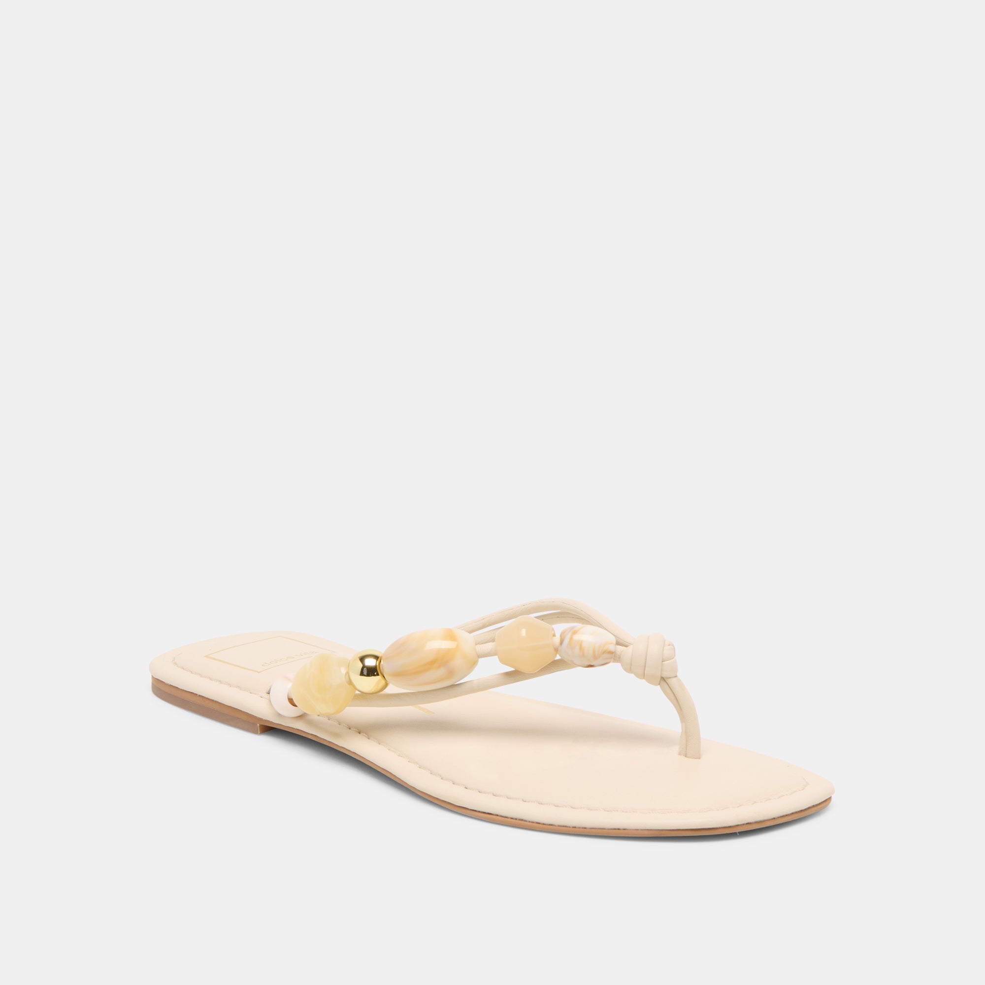 Cely Ivory Leather Sandals