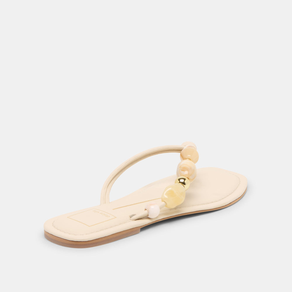 Cely Ivory Leather Sandals